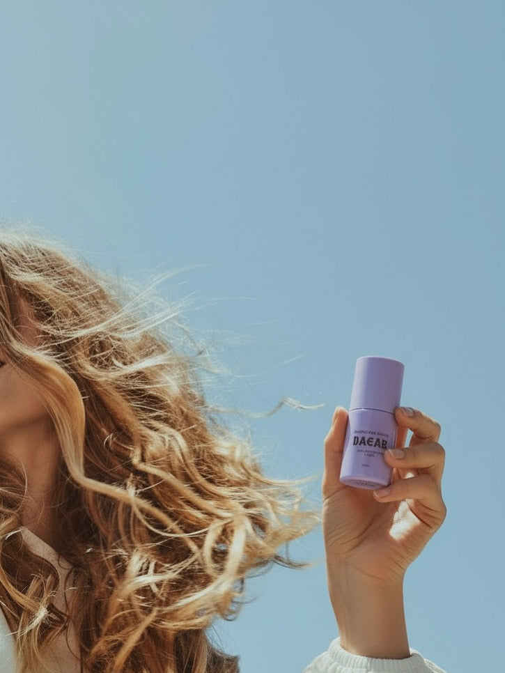 Applying natural hyaluronic acid serum to face